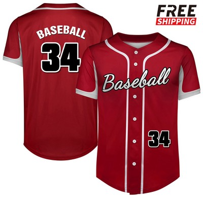 Custom Full-Button Baseball Jersey (Full Color Dye Sublimated)