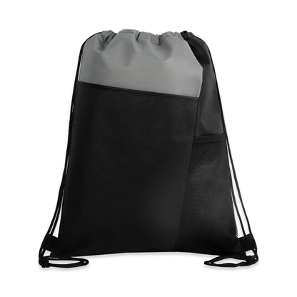 Tri-Colored Mesh Pocket Drawstring Backpack