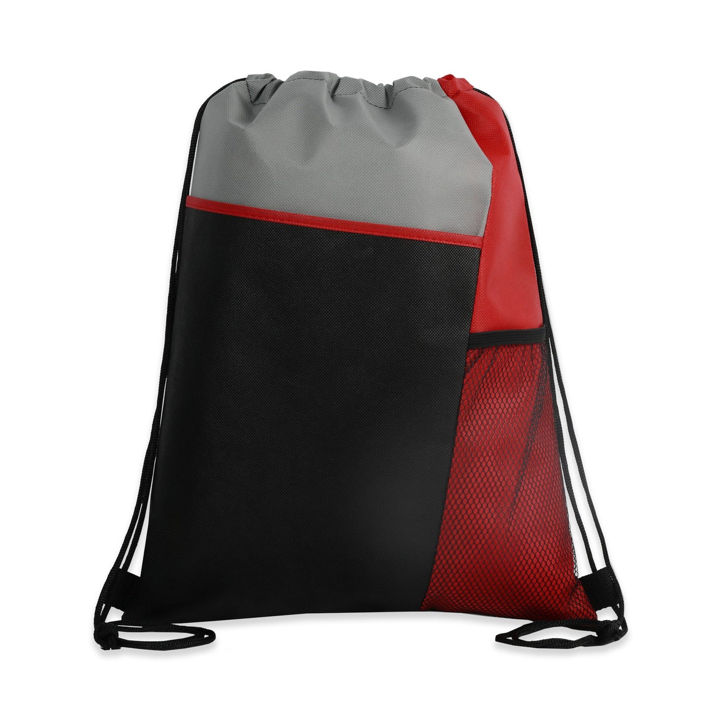 Tri-Colored Mesh Pocket Drawstring Backpack