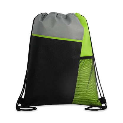 Tri-Colored Mesh Pocket Drawstring Backpack