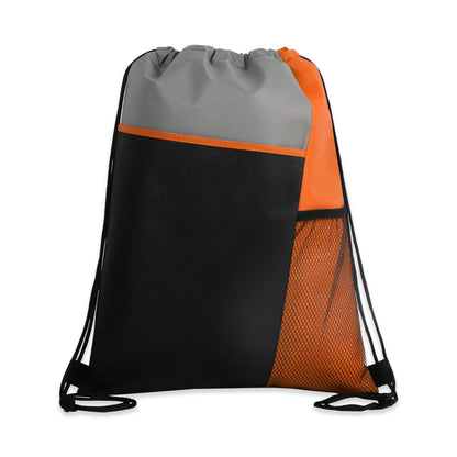 Tri-Colored Mesh Pocket Drawstring Backpack