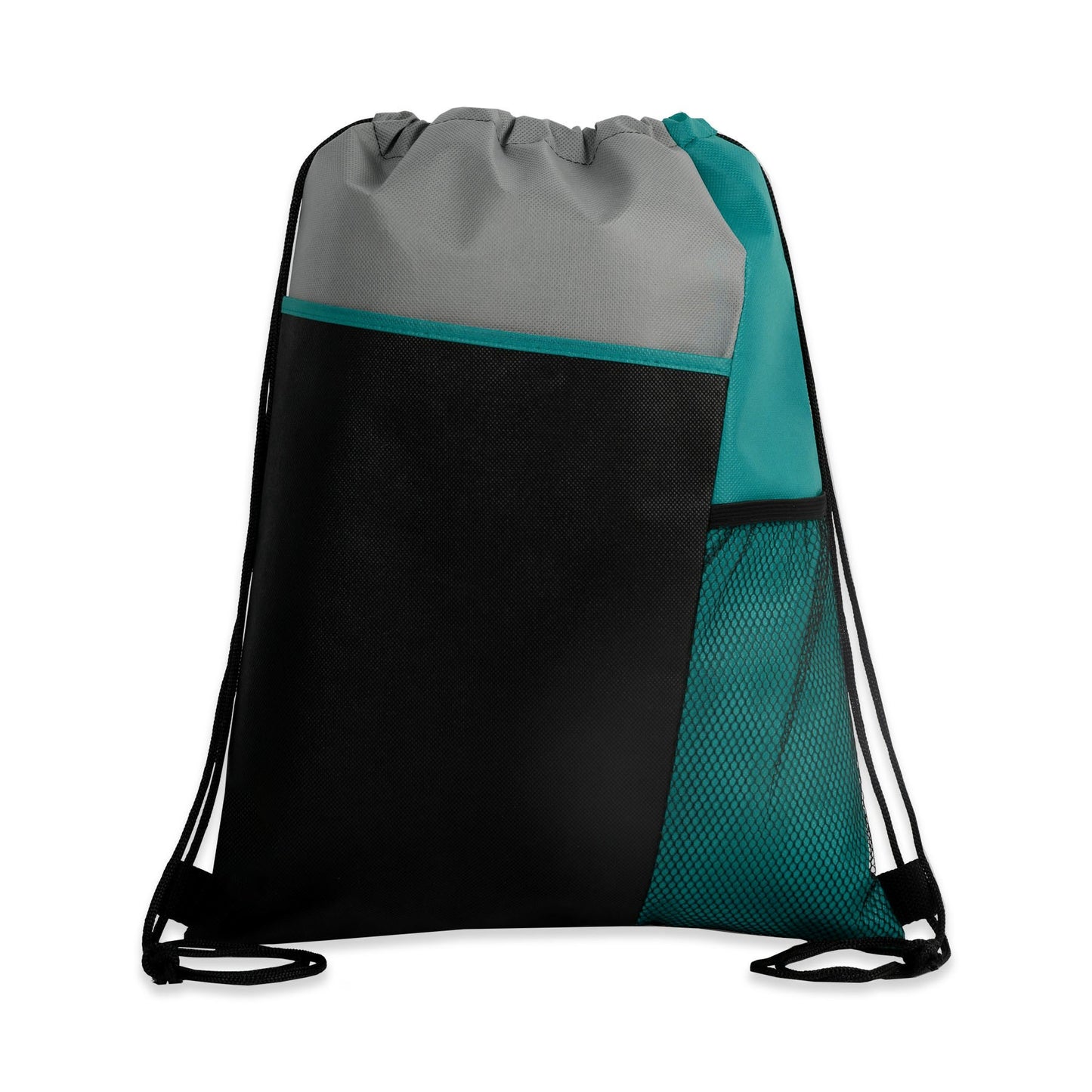 Tri-Colored Mesh Pocket Drawstring Backpack