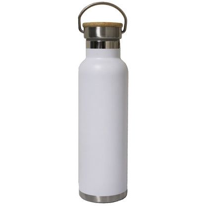 22 Oz. Double Wall Stainless Steel Vacuum Insulated Bottle w/ Bamboo Lid