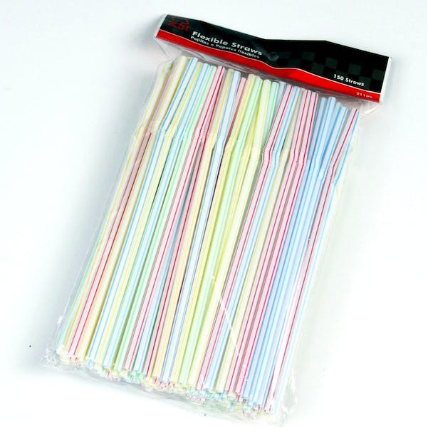 Flexible Straws - 150 Pack, Plastic (Case of 48)