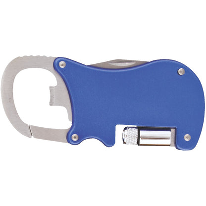 Bottle Opener Carabiner with Flashlight & Knife