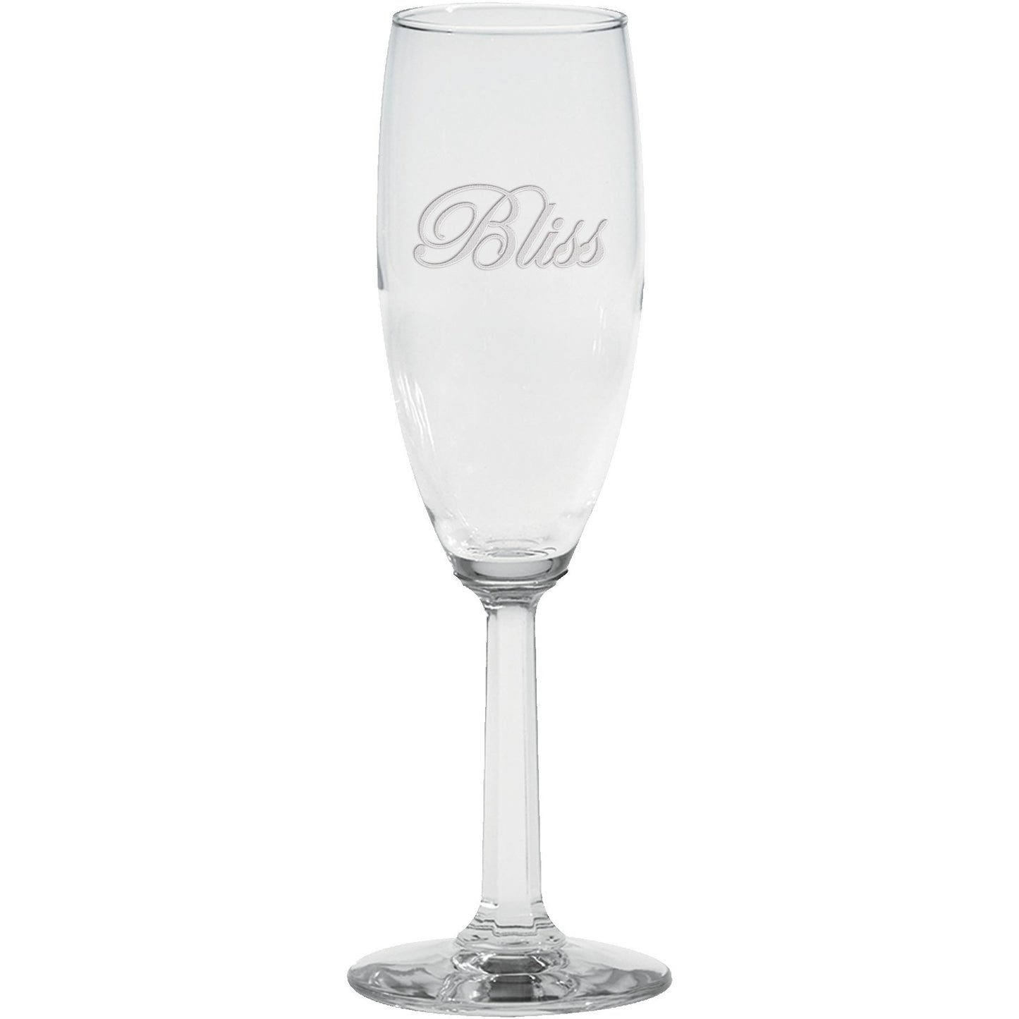 6 Oz.  Flute Optic Stem Glass - Etched