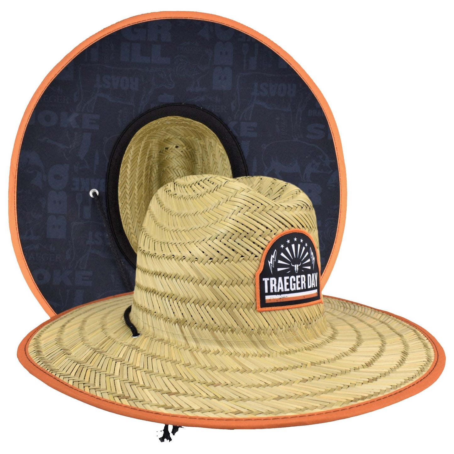 MOQ 50 Lifeguard Straw Hat - Full Color Under brim Imprint + Full Color Patch