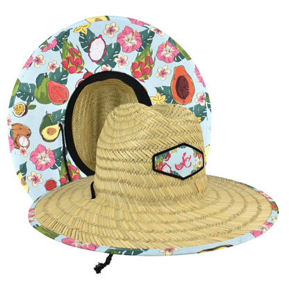 MOQ 50 Lifeguard Straw Hat - Full Color Under brim Imprint + Full Color Patch