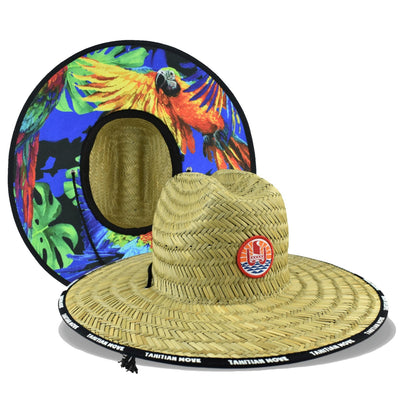 MOQ 50 Lifeguard Straw Hat - Full Color Under brim Imprint + Full Color Patch