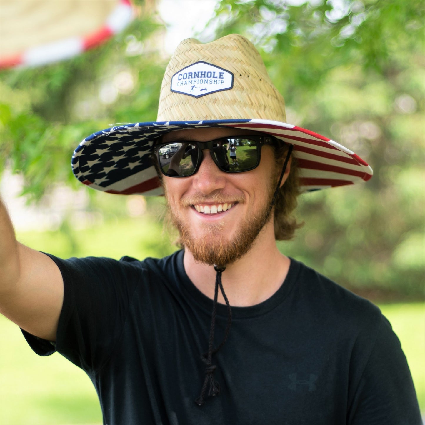 MOQ 50 Lifeguard Straw Hat - Full Color Under brim Imprint + Full Color Patch