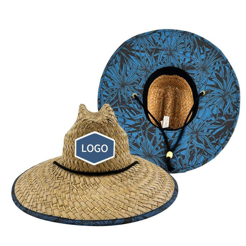 Straw Hat With Custom Patch And Full Color Underbrim Imprint