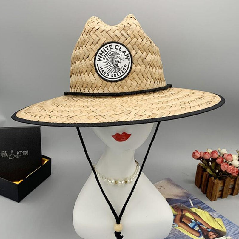 Straw Hat With Custom Patch And Full Color Underbrim Imprint