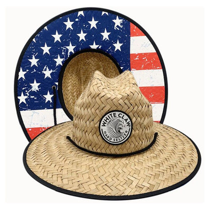 Straw Hat With Custom Patch And Full Color Underbrim Imprint