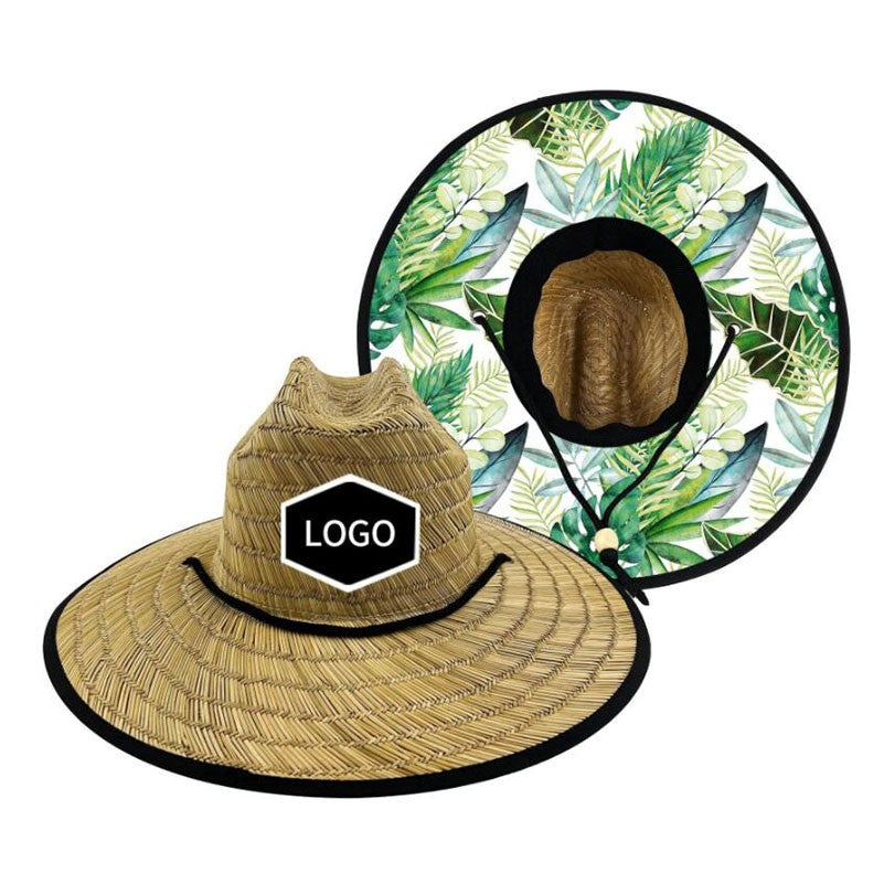 Straw Hat With Custom Patch And Full Color Underbrim Imprint