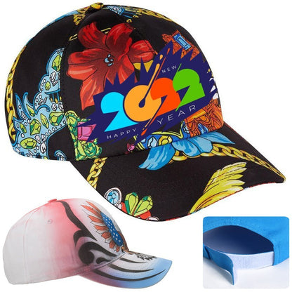 Dye-Sublimated Structured 6 Panel Sports Caps w/ Hook & Loop