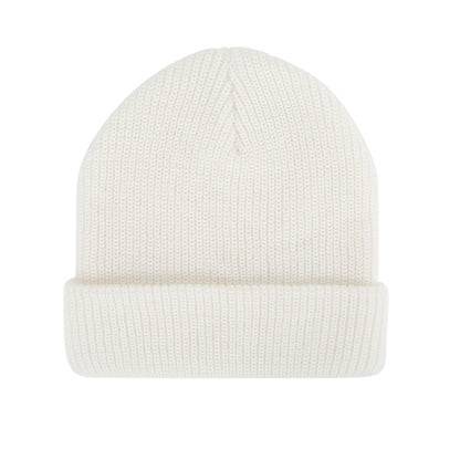 Cuffed Knit Beanie With Faux Leather Patch