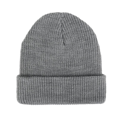 Cuffed Knit Beanie With Faux Leather Patch