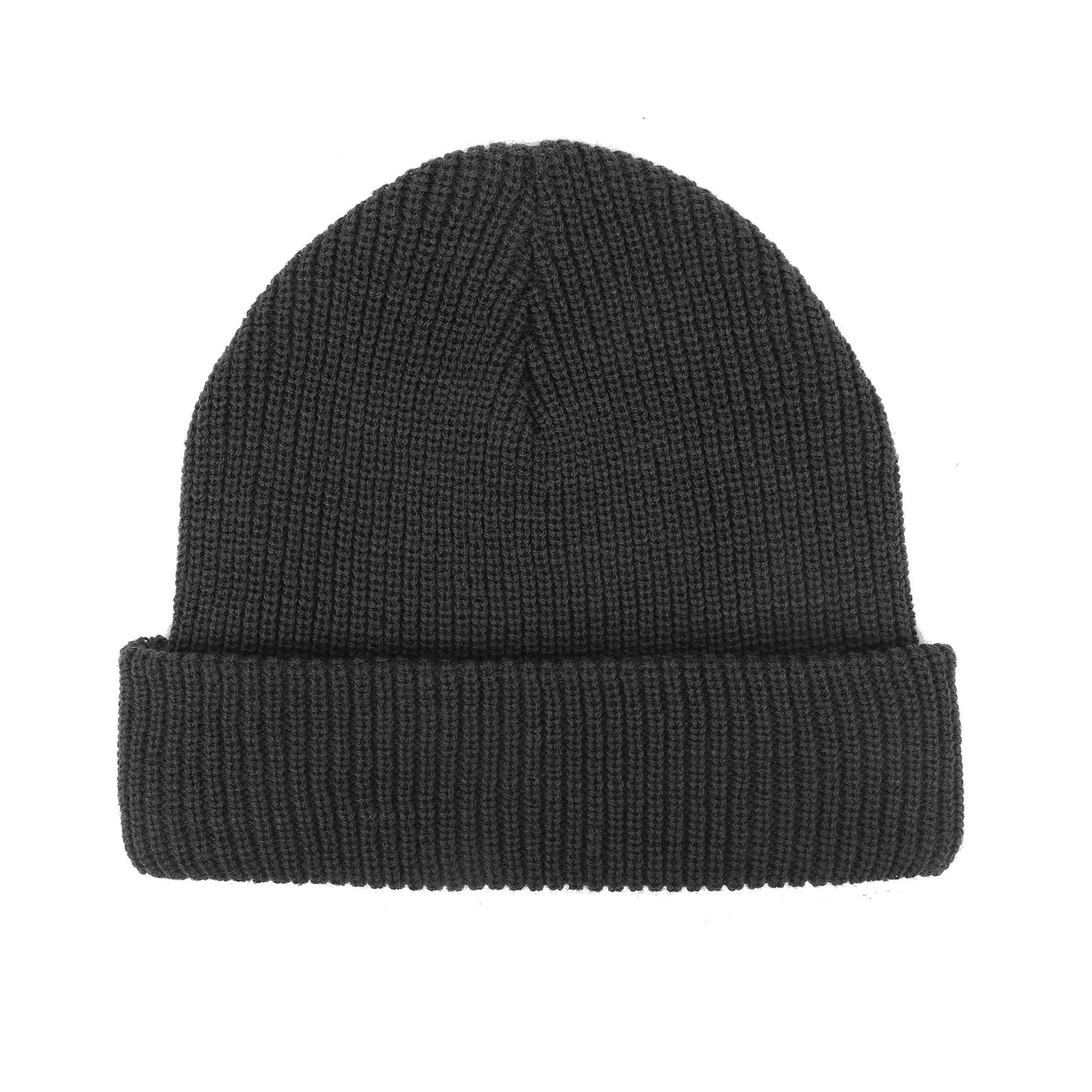 Cuffed Knit Beanie With Faux Leather Patch