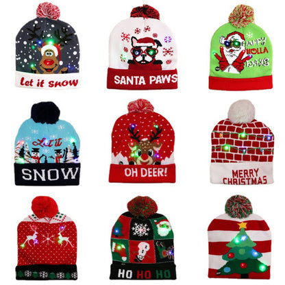 Custom Led Christmas Pom Beanie Winter Knit Hats