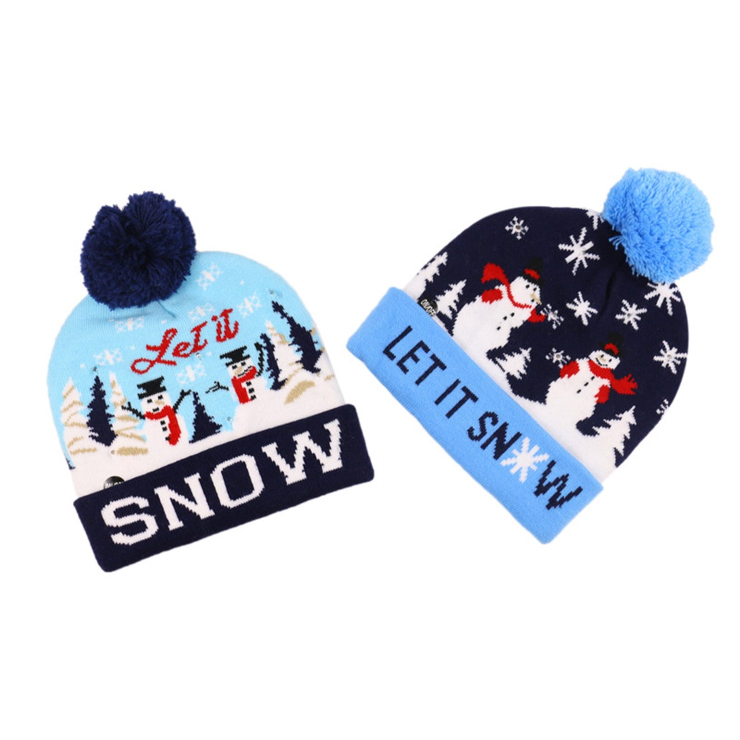 Custom Led Christmas Pom Beanie Winter Knit Hats