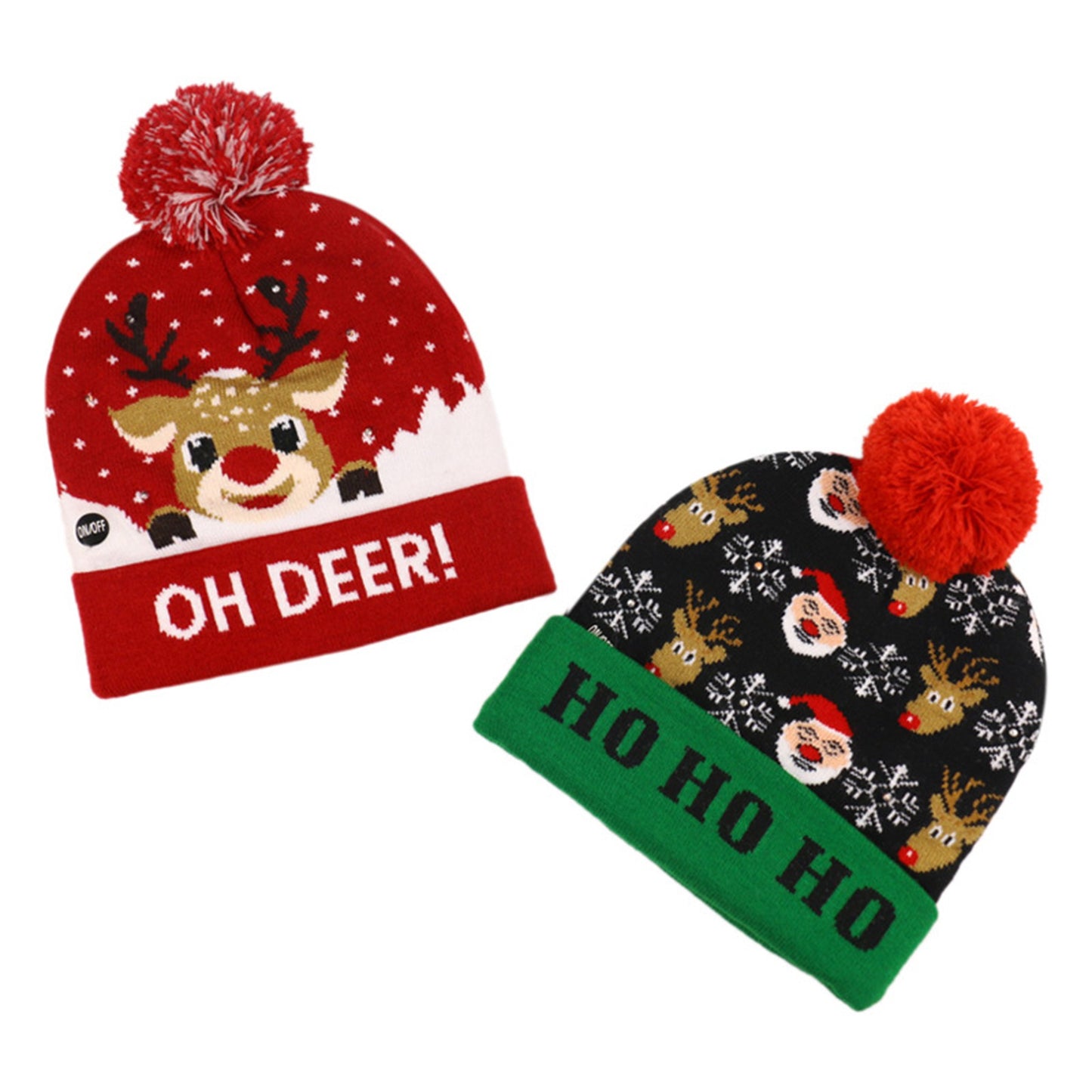 Custom Led Christmas Pom Beanie Winter Knit Hats