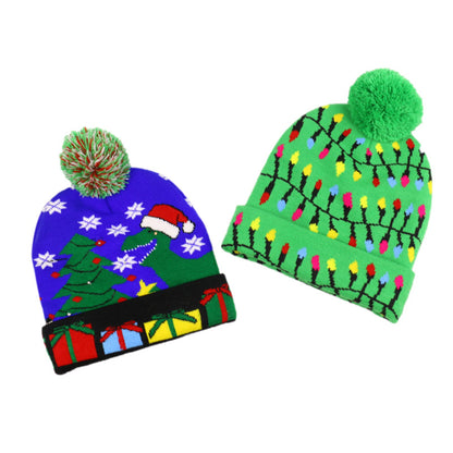 Custom Led Christmas Pom Beanie Winter Knit Hats