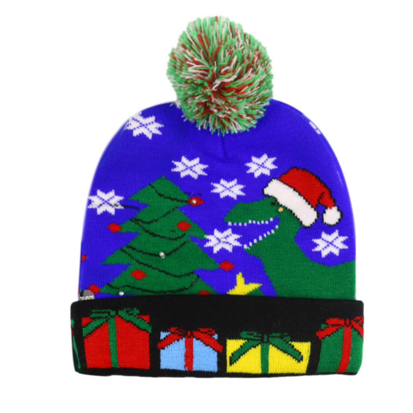 Custom Led Christmas Pom Beanie Winter Knit Hats