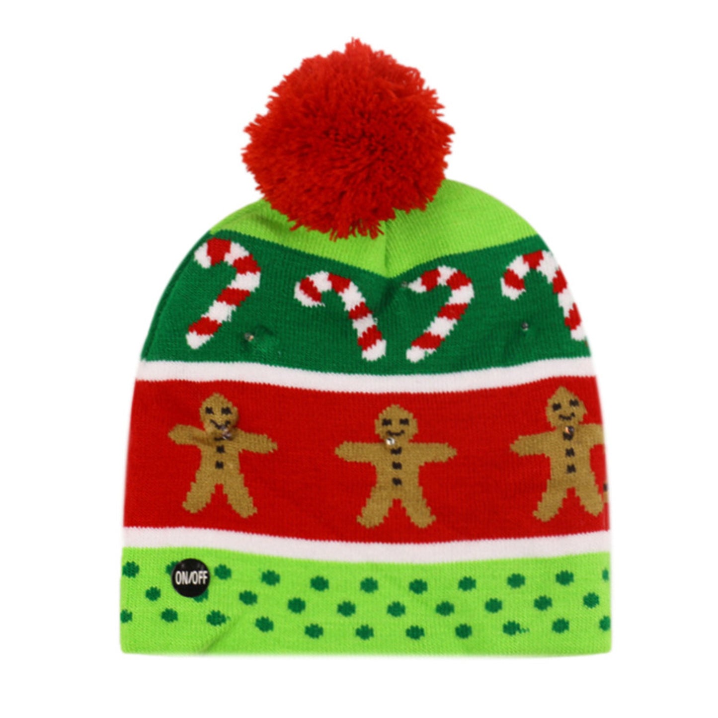 Custom Led Christmas Pom Beanie Winter Knit Hats