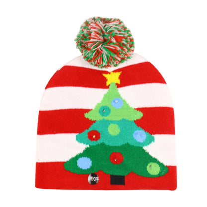 Custom Led Christmas Pom Beanie Winter Knit Hats