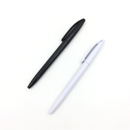 Twist-action simple black/white plastic pen