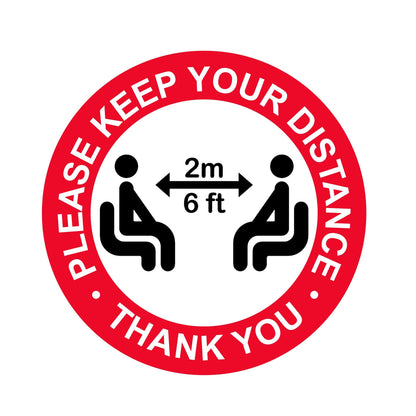 PPE Table Decal, 8 Dia. Apart Social Distance Sticker