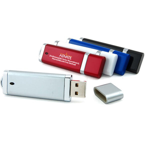 Rectangle Plastic USB Flash Drive w/ Silver Trim (2 GB)