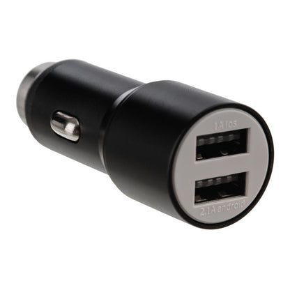 Aluminum Dual USB Car Charger Adapter w/Emergency Hammer