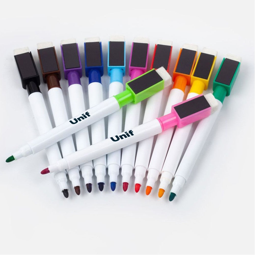 Dry-Erase Colored Whiteboard Markers With Magnetic Cap And Eraser