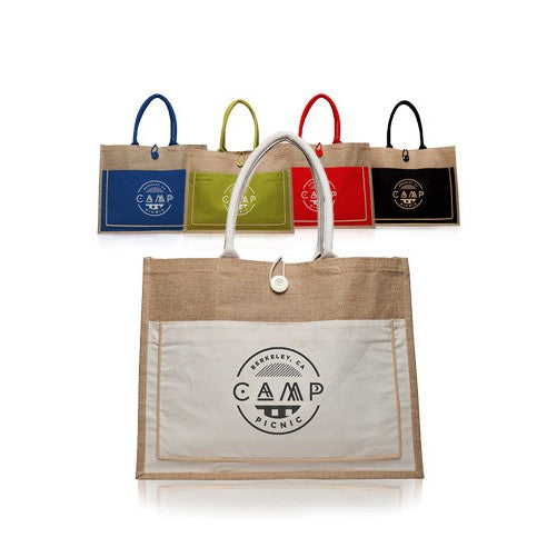 Cotton Pocket Jute Tote Bags (17.75