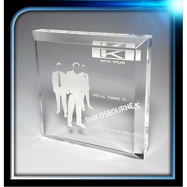 Corporate Series Acrylic Square Paperweight w/Bevel on Top (4