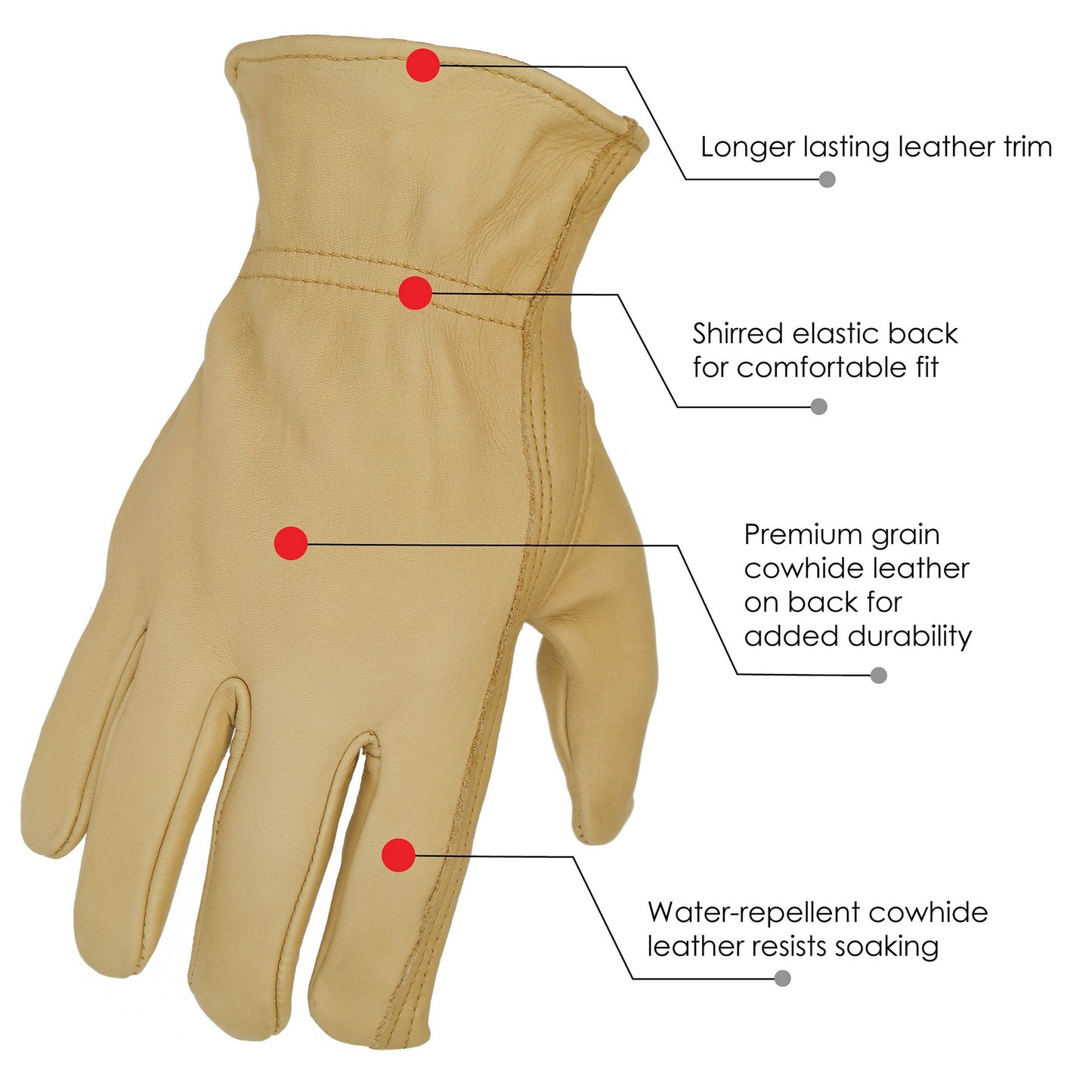 Premium Grain Cowhide Leather Gloves