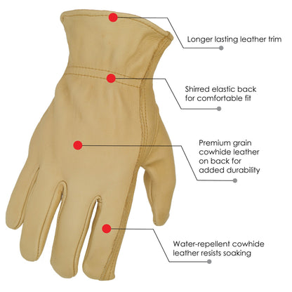 Premium Grain Cowhide Leather Gloves