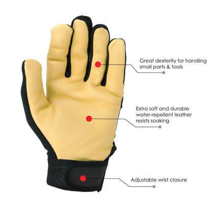 Premium Cowhide Leather Mechanics Gloves