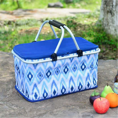 32L Folded Functional Cooler Basket Insulated Picnic Basket