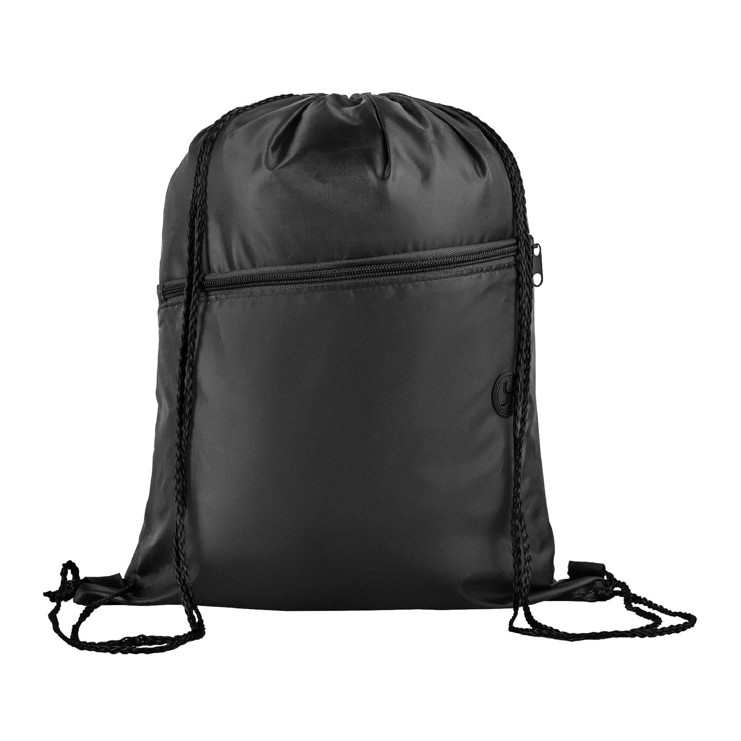 Two Tone Front Zipper Pocket and Earphone Drawstring Backpack