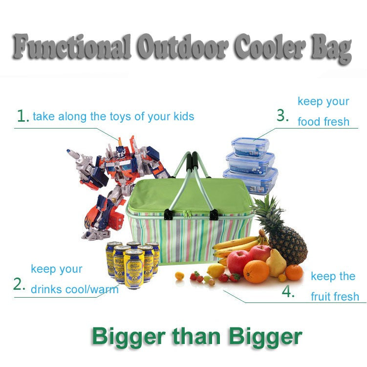 32L Folded Functional Cooler Basket Insulated Picnic Basket