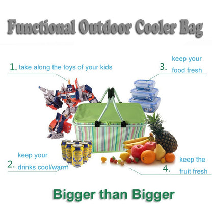 32L Folded Functional Cooler Basket Insulated Picnic Basket