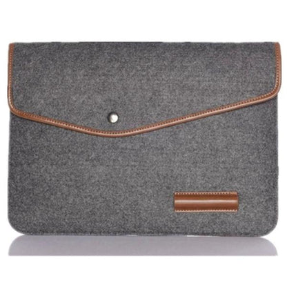 Felt Laptop Sleeve w/ Leather Rim Flip Top & Button Closure