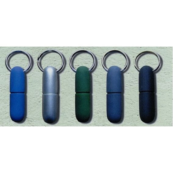 Pill Capsule Shape Rubberized Cigar Punch w/ Silvertone Key Ring