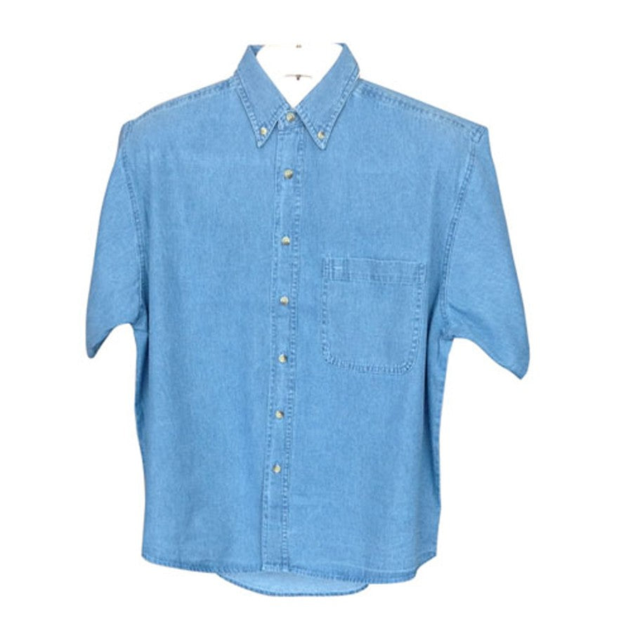 Single Pocket Men's Short Sleeve Denim Shirt