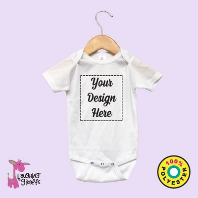 Baby Short Sleeve Bodysuit White 100% Polyester- Laughing