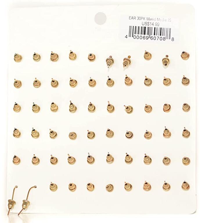 30P Mixed Shapes Stud Earrings In Mixed Finish For Women And Girls, Assortment of 30 Wear Differently Everyday