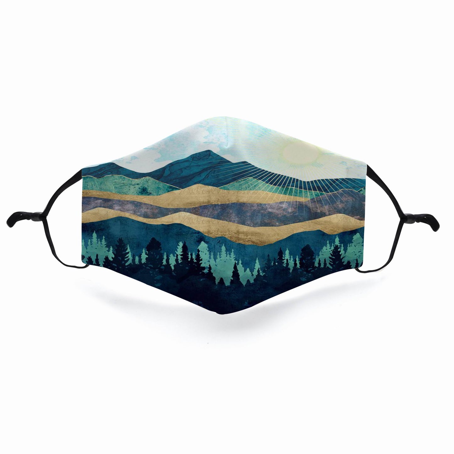 Mountain Design 3D Face Masks Breathable Adjustable Comfortable Reusable Digital Print Fabric Fashion