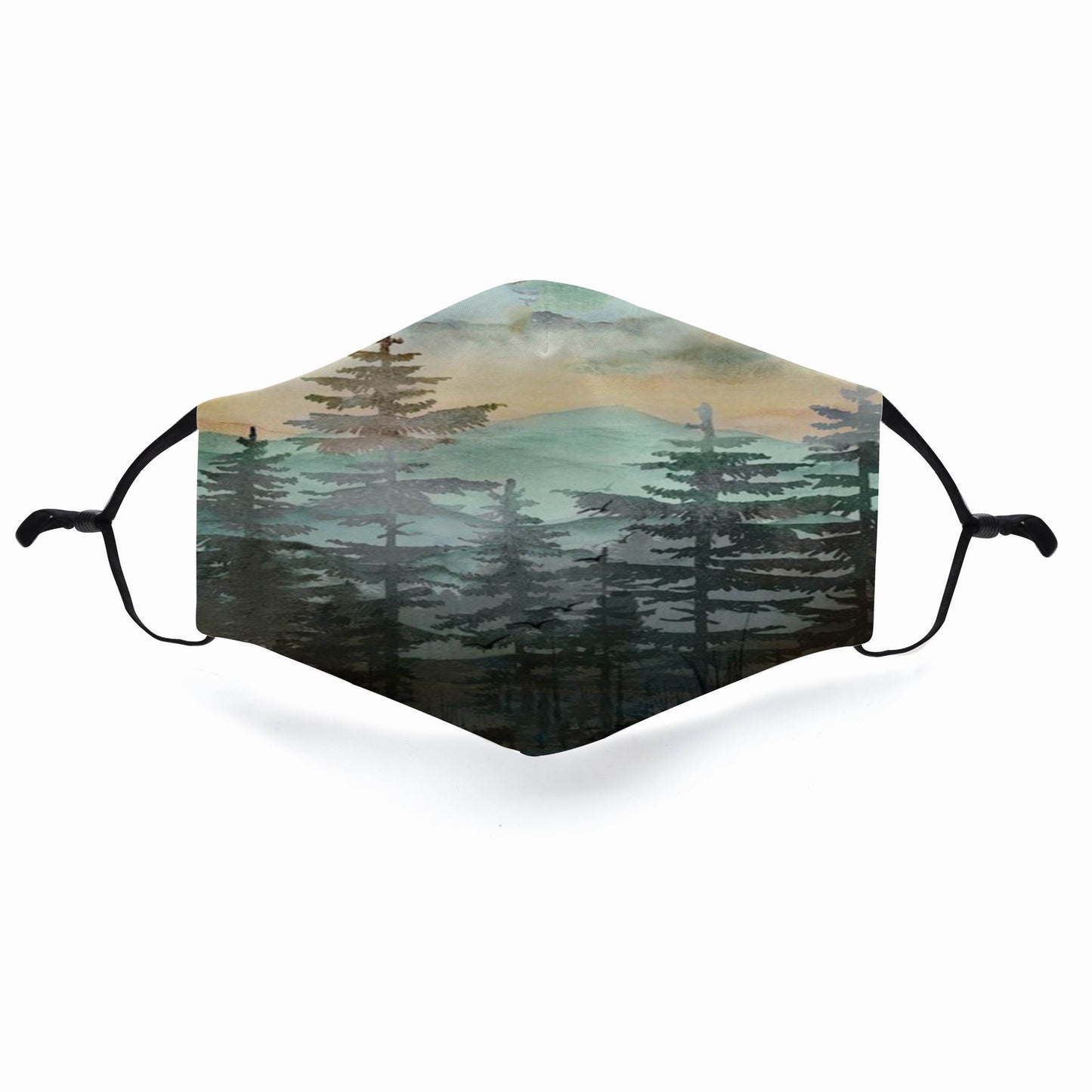 Mountain Design 3D Face Masks Breathable Adjustable Comfortable Reusable Digital Print Fabric Fashion